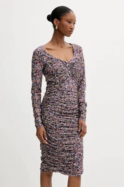 Šaty Liu Jo vínová barva, midi, přiléhavé, MF5080 J3821