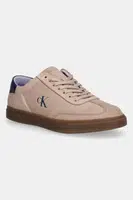 Kožené tenisky Calvin Klein LOW PRO CUPS LACE UP béžová barva, HW0HW02683