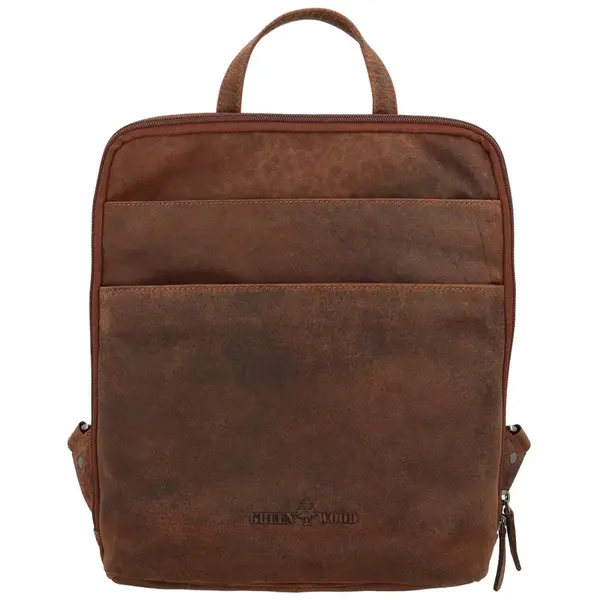 Kožený batoh hnědý - Greenwood Garett
