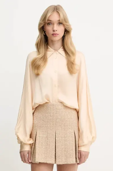 Košile Twinset dámská, béžová barva, relaxed, s klasickým límcem, 252TP2362