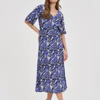 Marisse Navy Blue Viscose Midi Dress
