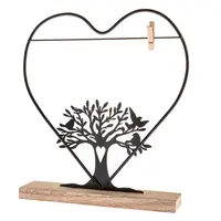 Kovová dekorácia – Strom s klipom na fotku a dreveným podstavcom