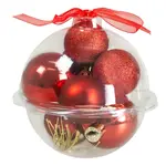 Sada vánočních ozdoby 3-4cm (9 ks) červená