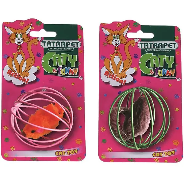 Hračka pre mačky myš v kovovej guli 6 cm mix 585.18