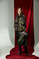 Mikina Medicine dámská, černá barva, s kapucí, vzorovaná