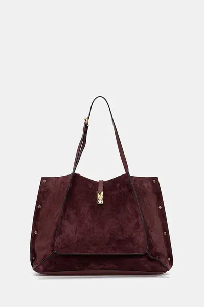 Semišová kabelka Pollini vínová barva, PC4415PP0N QI1