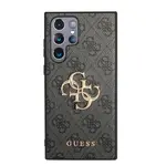 Zadní kryt Guess PU 4G Metal Logo pro Samsung Galaxy S24 Ultra, šedá