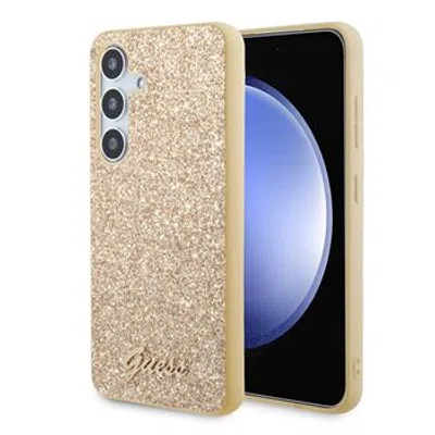 Zadní kryt Guess PC/TPU Glitter Flakes Metal Logo pro Samsung Galaxy S24, zlatá