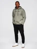Ombre Men's kangaroo sweatshirt with embroidery and hood - khaki