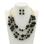 Alloy & Resin Beaded Multilayer Necklaces & Dangle Earrings Sets