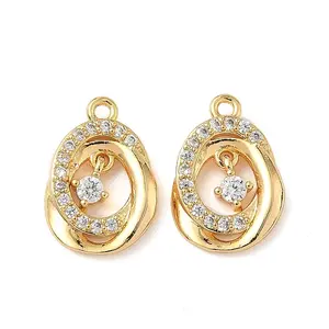 Brass Micro Pave Clear Cubic Zirconia Pendants