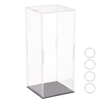 Rectangle Transparent Acrylic Minifigures Display Boxes with Black Base