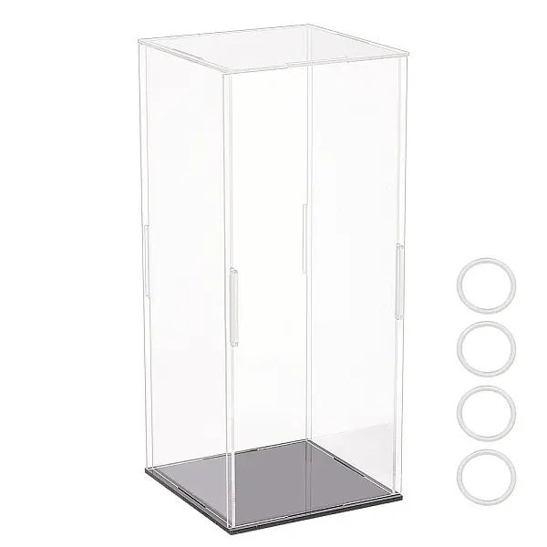 Rectangle Transparent Acrylic Minifigures Display Boxes with Black Base