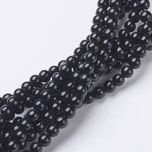 Natural Dyed & Heated Black Onyx Round Beads Strands