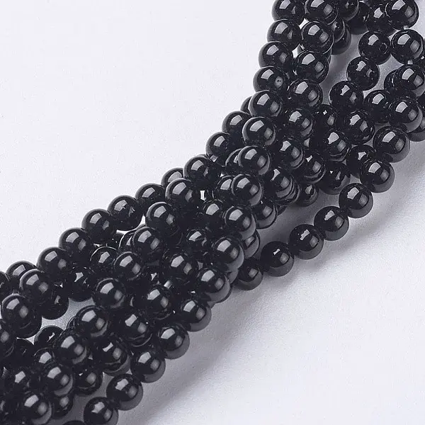 Natural Dyed & Heated Black Onyx Round Beads Strands