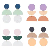 4 Pairs 4 Style Polymer Clay Dangle Stud Earrings with 316 Surgical Stainless Steel Pins