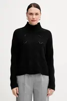 Svetr s příměsí vlny United Colors of Benetton černá barva, s pologolfem, 1FDFD10F2