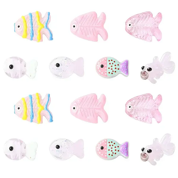 14Pcs 7 Colors Painted Glass Beads