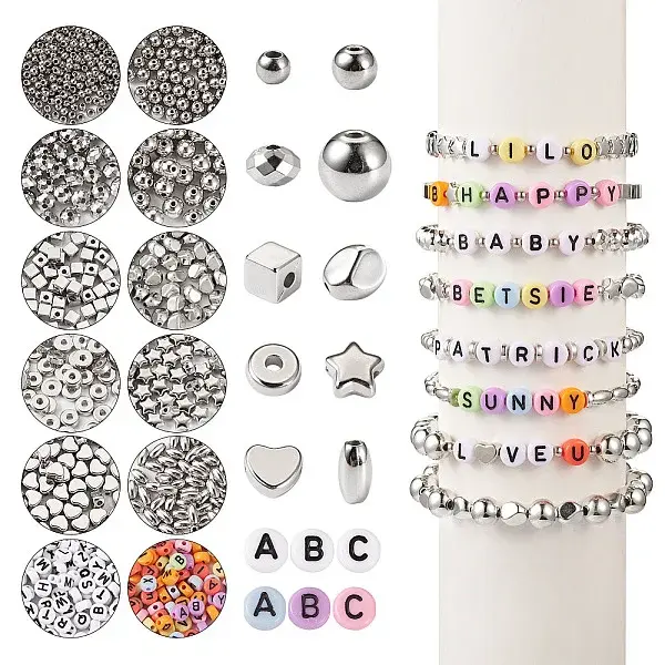 1550Pcs 12 Style Plating ABS & CCB Plastic Beads