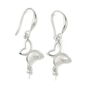 Butterfly Brass Micro Pave Clear Cubic Zirconia Earring Hooks