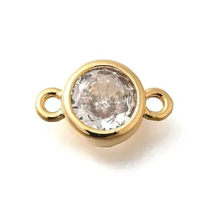 Brass Clear Cubic Zirconia Connector Charms