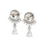 Brass Micro Pave Clear Cubic Zirconia Teardrop Stud Earring Findings