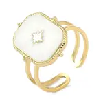 Ion Plating(IP) 304 Stainless Steel Enamel Rectangle with Star Cuff Finger Rings