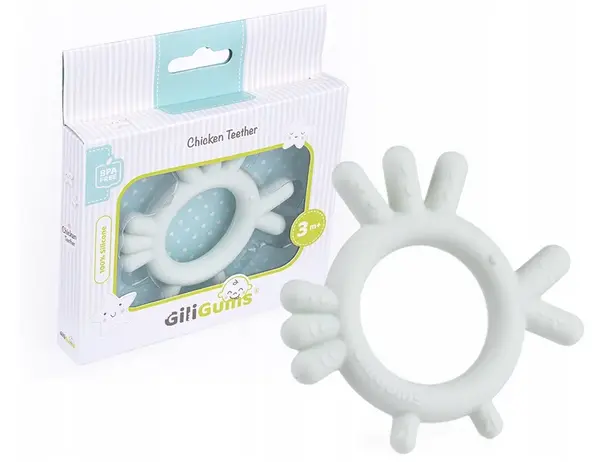 giligums Dětské silikonové kousátko Chicken Teether, 3m+, sv. mátová, 1 ks