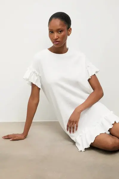 Bavlněná noční košile Answear.LAB dámská, béžová barva