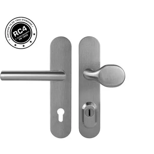 Bezpečnostné kovanie MPK Securo nerez elox s prekrytím pre vstupné dvere SECUROBNMAKL72