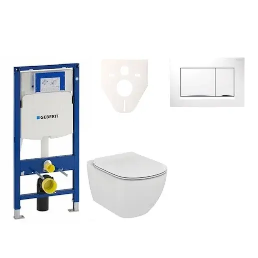 Cenovo zvýhodnený závesný WC set Geberit do ľahkých stien / predstenová montáž + WC Ideal Standard Tesi 111.300.00.5NF5