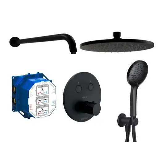 Sprchový systém Paffoni vrátane podomietkového telesa čierna SIKOBPPSET1C