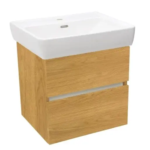 Kúpeľňová skrinka s keramickým umývadlom Laufen Naturel Project 52,5x51x45,3 cm dub medový mat PROJECT260DM