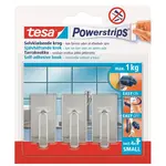 tesa Samolepiace háčiky Powerstrips S malé obdĺžnikové, lesklý chróm, 3 ks