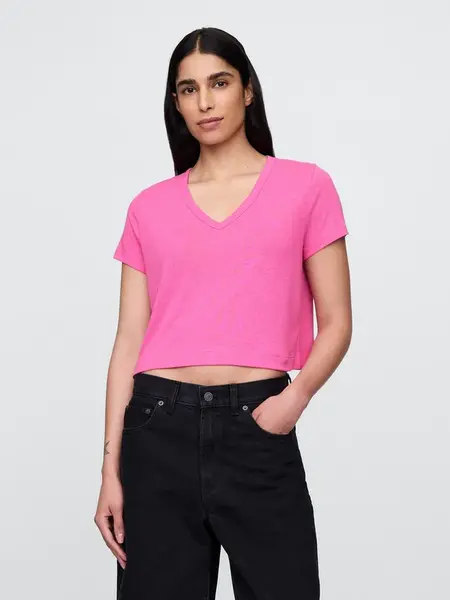 GAP  Dámské Lněné crop tričko 778373-01 Veľkosť: S