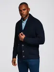 Ombre Men's cotton cardigan sweater with shawl collar - navy blue