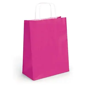 50 x Dárkové tašky z kraftového papíru 320x400x120mm, růžové | RAJA
