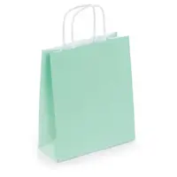 50 x Mini papierové tašky z kraftového papiera 180x220x80 mm, zelené