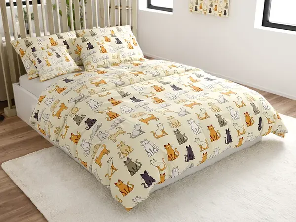 Bavlnené obliečky COLORED CATS BLEND krémové Rozmer obliečky: 2 ks 70 x 90 cm | 200 x 220 cm