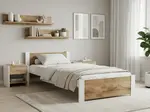 Postel IKAROS 90 x 200 cm, dub artisan/bílá Rošt: S laťkovým roštem, Matrace: Bez matrace