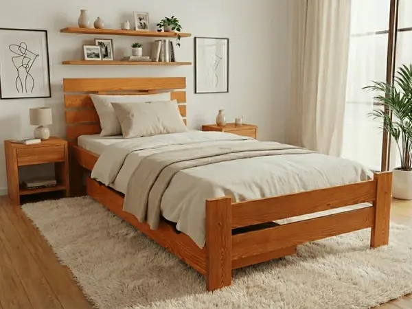 Posteľ PARIS zvýšená 90x200 cm, jelša Rošt: Bez roštu, Matrac: Matrac DELUXE 10 cm