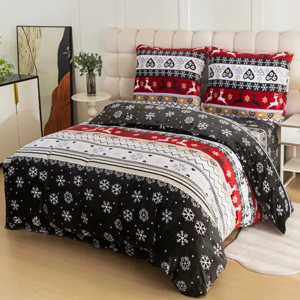 Mikroplyšové povlečení VÁNOČNÍ JELENI červené Rozměr povlečení: 2 ks 70 x 90 cm | 200 x 220 cm