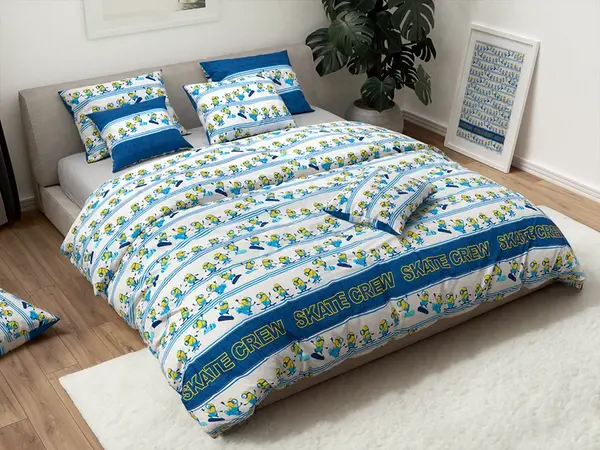 Detské bavlnené obliečky MIMONI SKATE CREW modré Rozmer obliečky: 60 x 70 cm | 140 x 200 cm
