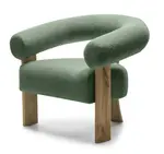 Tmavě zelené designové křeslo KOKEI, dub