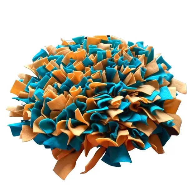 Čmuchacíkoberečky.cz® Čmuchací kobereček extra hustý TMAVĚ TYRKYSOVÝ - ŽLUTÝ 209/45X