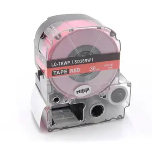 Epson LK-7RWP, SD36RW, 36mm x 9m, bílý tisk / červený podklad, kompatibilní páska