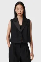 Vesta s přídavkem vlny AllSaints černá barva, W053QD