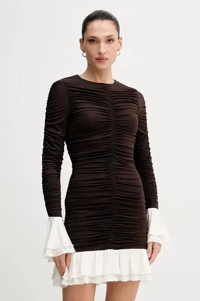 Šaty Rotate hnědá barva, mini, přiléhavé, 1149643065