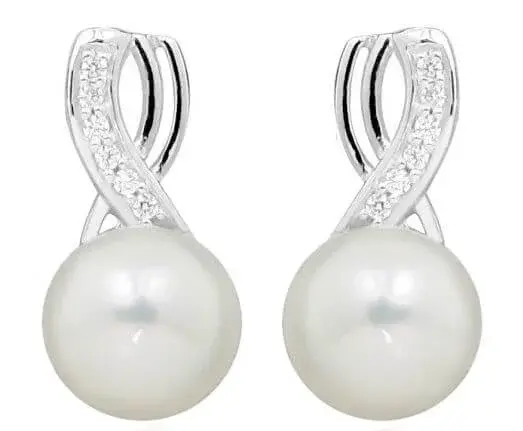 Silver Cat Jemné náušnice s perlou a zirkony SC398
