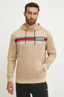 Mikina Guess pánská, béžová barva, s kapucí, vzorovaná, Z4BQ30 FL04Q